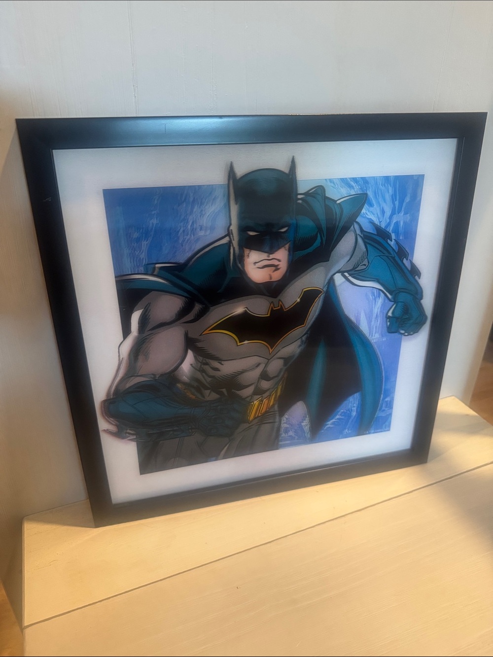 Framed Batman Comic Art Print in Black and Blue